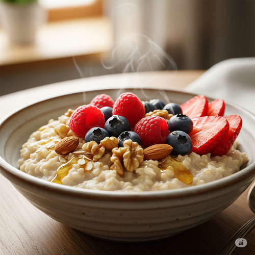 Avena con bayas y nueces