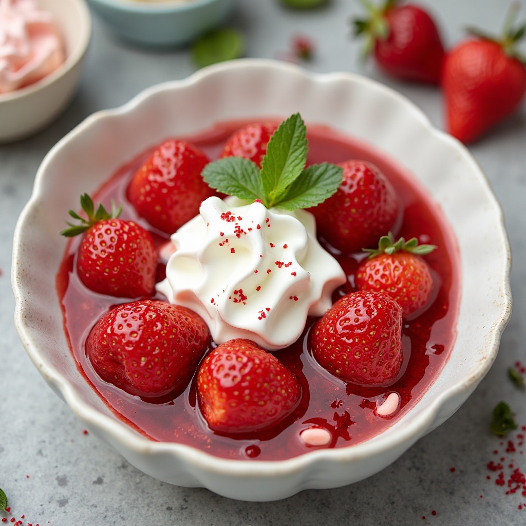 Fresas con crema de yogur griego