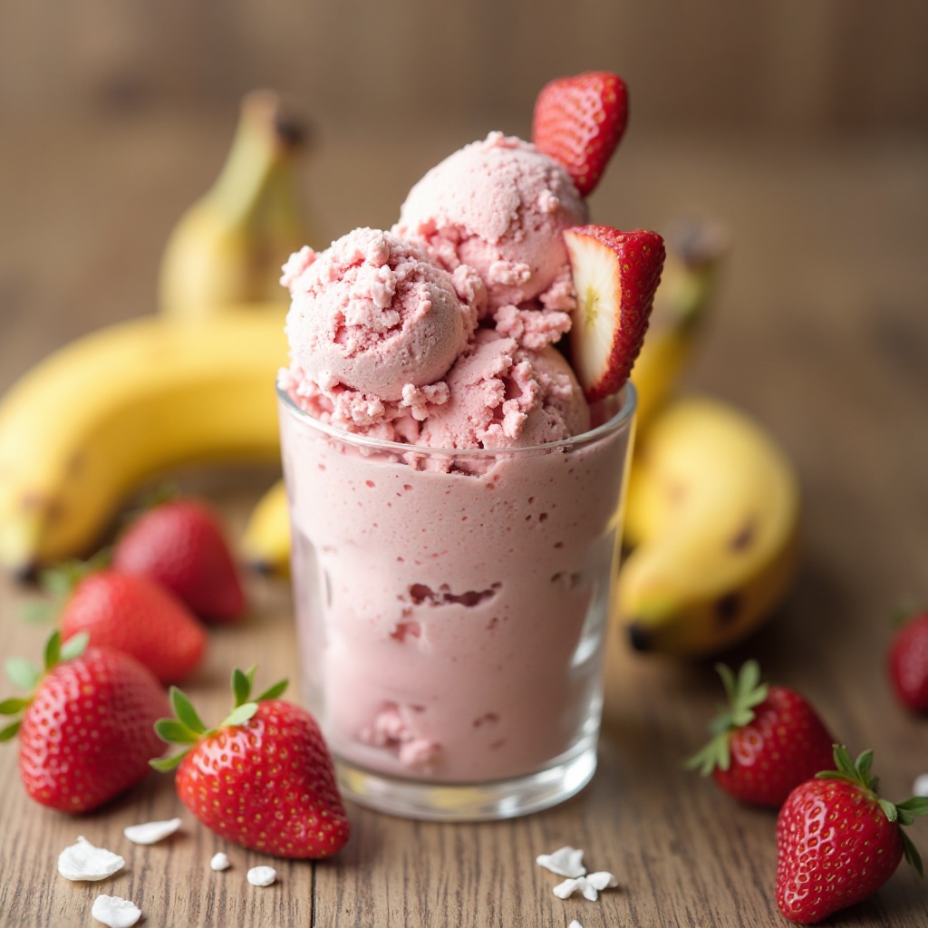 Helado de plátano y fresa