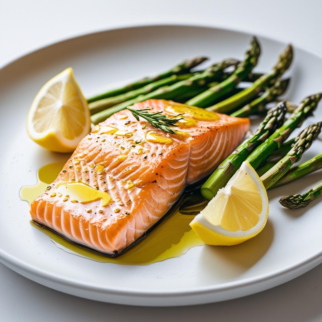 Salmón al Horno con Espárragos y Limón