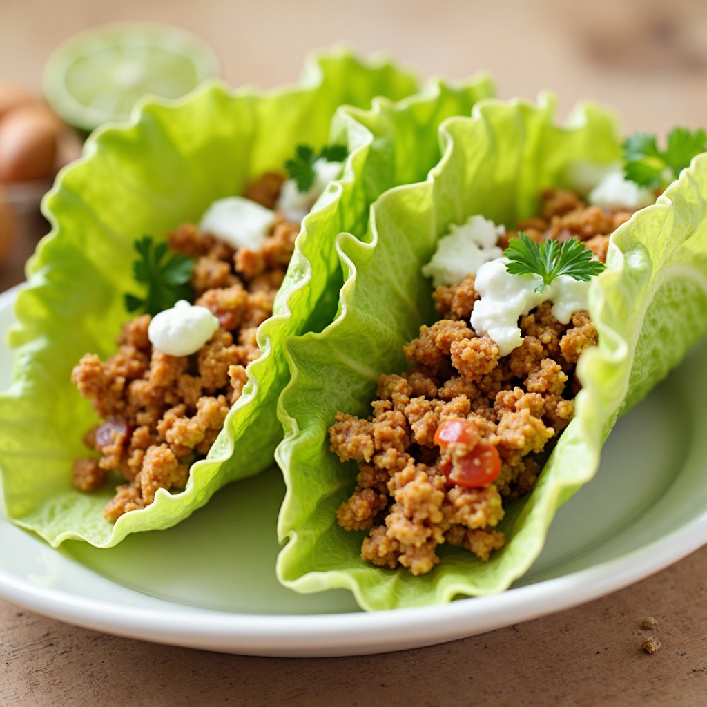 Tacos de Lechuga con Carne Molida de Pavo