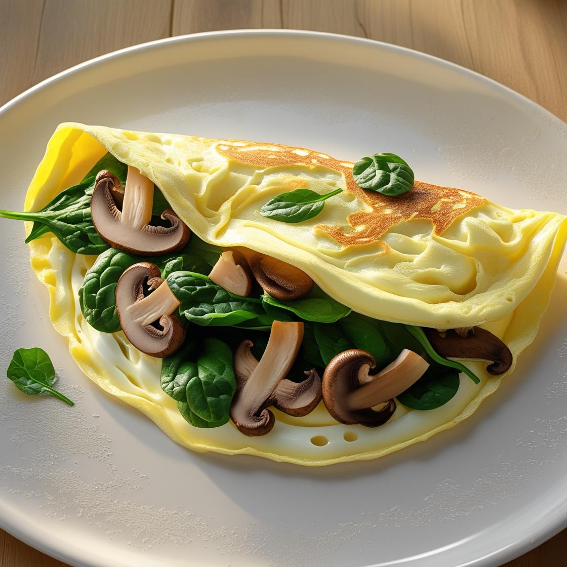 Tortilla de Claras con Espinacas y Champiñones