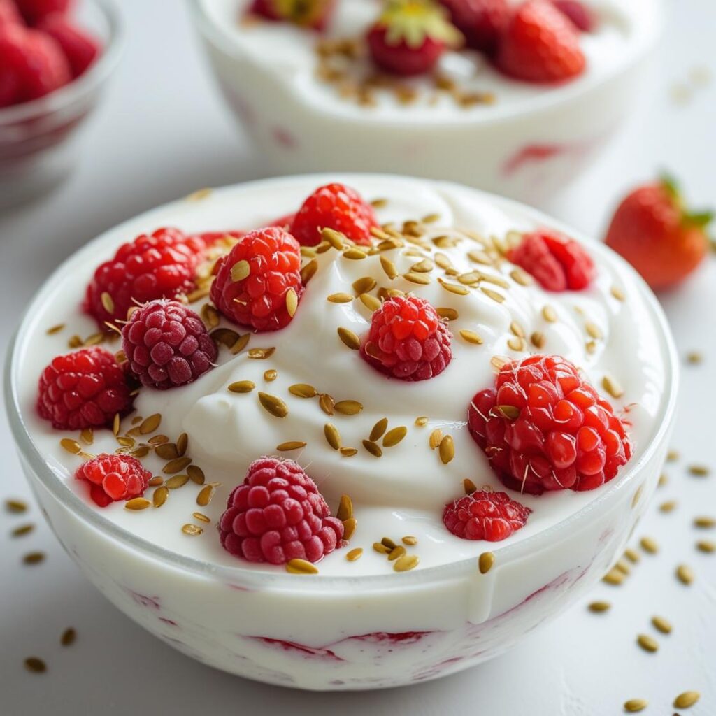 Yogur Griego con Frutos Rojos y Linaza